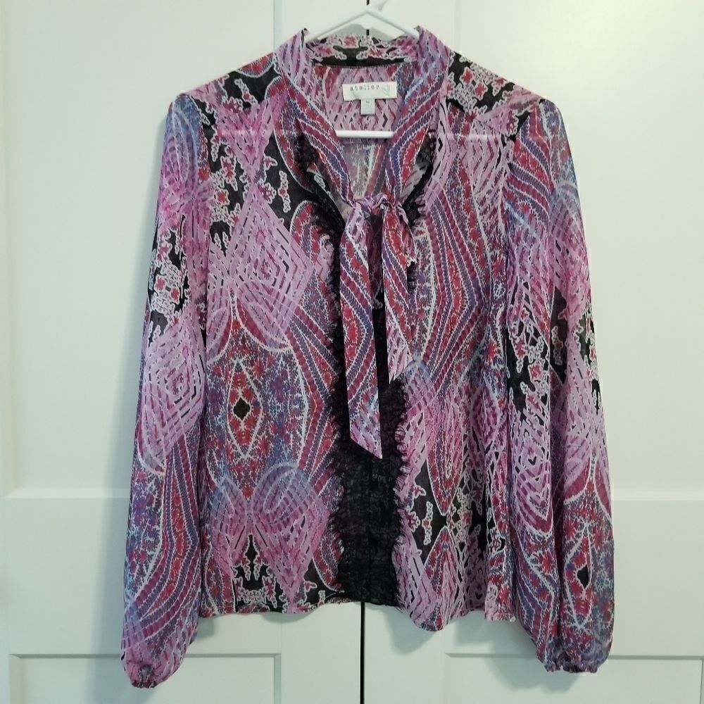 Atelier blue long sleeve blouse
